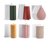 QINGYIWL Stampo per Candele in Silicone 6 Pezzi Cilindrico Stampi per Candele per Set di Fusione, Stampi per Candele 3D per Fusione per Candele Profumate di Sapone di Natale