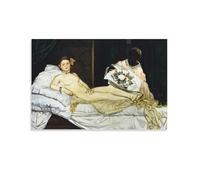 QINGYUAN Edouard Manet Olympia - Poster decorativo da parete su tela per soggiorno e camera da letto, 50 x 75 cm