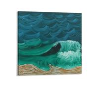 QINGYUAN Poster su tela, motivo: David Hockney A Bigger Wave, 1989, decorazione per la casa, 50 x 50 cm