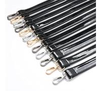QINGYY 1 Pezzo di Cinghia per Borsa Nera Verniciata con Cinghie Regolabili per Borse a Tracolla in Pelle di Ricambio-Larghezza 2 cm, con Fibbie argentate