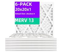 Qingzhug 20 x 20 x 1 MERV 13 (confezione da 6) filtro aria pieghettato (dimensioni effettive: 50,2 x 50,2 x 1,9 cm) MPR 1900 e FPR 10, filtri aria per forno, filtro aria 20 x 20 x 1