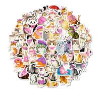 QINGZHUO-50 new cute kitten graffiti stickers various animal suitcases notebook notebook decoration stickers