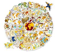 QINGZHUO-50 new travel maps, graffiti stickers, various items, maps, cartoons, creative notebooks, skateboarding decoration stickers
