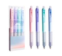 QINGZY 4 Pezzi Biro Cancellabili, Set di Penne Cancellabili 0,5 mm, Roller Retrattile, Erasable Pen con Inchiostro, Penna Gel Nera per Scuola Ufficio Cancelleria