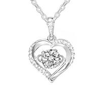 QINGZY Collana Cuore per donne Ragazze Pendenti Femme, Bijoux Collier Femme, Collier Pendentif Coeur D'amour, Catenina Argento 925 Collane Regalo Donna Compleanno, per Moglie Mamma Fidanzata
