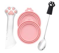 QINGZY Set Coperchio in Silicone e Cucchiaio per Cibo Umido per Gatti, Apriscatole Multifunzionale per Scatolette Animali Domestici, Utensili Senza BPA Lavabili, Accessori per Cani e Gatti