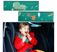 QINGZY Set di 2 Protezioni per Cintura di Sicurezza per Bambini, Motivo Dinosauro - Simpatico Dinosauro Protezione Copricintura Auto Bambini per Seggiolini Auto, Passeggini e Bici, Traspirante