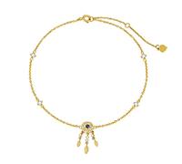 Qinhaixi 9 CT Oro Dream Catcher Anklet, Solid Yellow Gold Dreamcatcher Anklet con zirconia cubica, per donne femminili da donna Mum Sisters, 8 "+1" +1 "