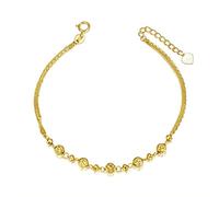 Qinhaixi Bracciale per perline d'oro da 18 ct, bracciale alla caviglia a catena in oro giallo solido per donne, gioielli braccialetti alla caviglia per ragazze da signore mum sorelle, 6,5 "+1"