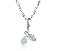 Qinhaixi Collana Fashion Green Smalto Verde Foglie Alberi per Alberi Catena Ciondolo per Donne Fascino Classico Argento 925 Gioielli in Argento Sterling