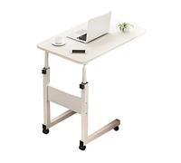 Qinhaixi Sopra la scrivania del letto, altezza regolabile tavolo sovrano con ruote per camera da letto e ufficio usa un comodino mobile bianco per il lavoro o il lavoro del computer
