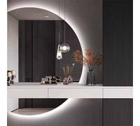 Qinhaixi Specchio da Bagno a semicerchio a semicerchio da 51x35 Pollici con Specchio da Parete antimicole Illuminato a LED Anti-Fog Specchio da Parete Senza Fila