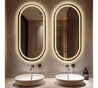 Qinhaixi Specchio da Parete del Bagno 2 Pezzi Specchio per Trucco Illuminato Dimmio Specchio da Bagno Premium Anti-Fog 51 "x32 Specchio a Tutta Lunghezza Ovale con frontlit e retroilluminazione per