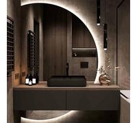 Qinhaixi Specchio da Parete per Trucco a LED Mezzo Cerchio 51 "x35 Specchio da Bagno Illuminato Senza Nebbia Grande Mezza Luna Grande 47 "con luci ad Ingresso a Piena Lunghezza Specchio