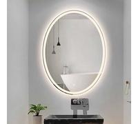 Qinhaixi Specchio Illuminato da Bagno Senza fogo 32/36/40 Pollici Specchio da Trucco da Bagno a LED Ovale con 3 Colori Light Dimmable, Montato a Parete, Interruttore Touch, a Prova di frantuma (Luce