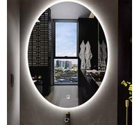Qinhaixi Specchio Illuminato da Bagno Senza Nebbia 32/36/40 Pollici Oval LED Specchio da Trucco da Bagno con 3 Colori Light Dimmable, Montato a Parete, Interruttore Touch, a Prova di frantuma