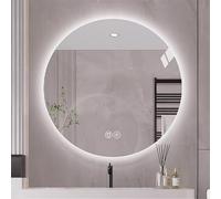 Qinhaixi Specchio Rotondo LED 32 "/80 cm a Parete a Parete 110 cm/44 Specchio da Bagno Senza Telaio Grande 24"/60 cm Controllo Tocco dimmerabile a 3 Colori per Il Trucco della Camera da Letto