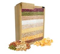 Qinlenyan Contenitore trasparente per riso e cereali, in bambù, multifunzione, per alimenti secchi, frutta, organizer per casa, cucina, colore legno