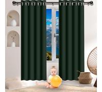 QINLIGAO Tenda Oscurante Tende Soggiorno 130 x 136 cm Antirumore/Porta Finestra Casa/Vari Colori Tenda per Bambini con Passanti per Camera da Letto e Tende Cameretta Bambini, Verde Scuro