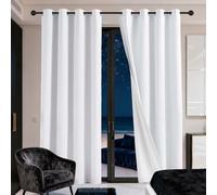 QINLIGAO Tende per Interni Tende Moderne 128 x 300 cm Antirumore/Porta Finestra Casa/Vari Colori 100% Termiche con Anelli per Soggiorno Camera da Letto, Bianco