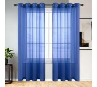 QINLIGAO Tende Trasparenti 250 x 280 cm Trasparenti Tende Finestra con Occhielli con Anelli per Camera da Letto Cucina Cameretta Bambini Soggiorno, Blu Scuro
