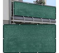 QINLIQIN Telo Balcone Ringhiera 120 x 450 cm Traspirante Copri Ringhiera Balcone Esterno Protezione UV Protezione Solare Rete Ombreggiante con Occhielli E Corda per Giardino Terrazza, Verde Scuro