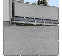 QINLIQIN Telo Balcone Ringhiera 120 x 700 cm Traspirante Copri Ringhiera Balcone Esterno Protezione UV Protezione Solare Rete Ombreggiante con Occhielli E Corda per Giardino Terrazza, Grigio Chiaro