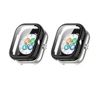 QINOUK Cover Rigida per Honor Choice Haylou Watch con Vetro Temperato, [2-Pack] Cover Protettiva Antigraffio Case Compatibile con Honor Choice Haylou Watch-Nero
