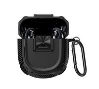 QINOUK Custodia per Bose QuietComfort Earbuds II, [Antiurto] Custodia Protettiva in TPU Robusto con Moschettone, Protezione Integrale, Compatibile con Bose QuietComfort Earbuds II-Nero
