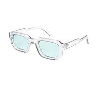 qinqilanqi-S Occhiali da sole rettangolari vintage per uomo donna rettangolo sunglasses occhiali retrò protezione UV, Trasparente/verde chiaro, m