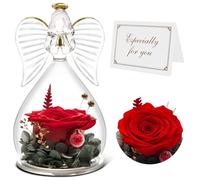 Qinqinxin Festa della Mamma Idee Regalo, Eterna Rosa con Angelo di Vetro Regalo Mamma Nonna, Rosa Stabilizzata Vera, Angelo Custode del Fiore Eterno Regali Festa della Mamma, Originali Regalo Donna