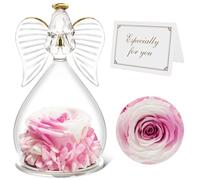 Qinqinxin Festa della Mamma Idee Regalo, Eterna Rosa con Angelo di Vetro Regalo Mamma Nonna, Rosa Stabilizzata Vera, Angelo Custode del Fiore Eterno Regali Festa della Mamma, Originali Regalo Donna