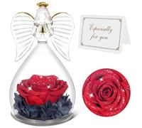 Qinqinxin Festa della Mamma Idee Regalo, Eterna Rosa con Angelo di Vetro Regalo Mamma Nonna, Rosa Stabilizzata Vera, Angelo Custode del Fiore Eterno Regali Festa della Mamma, Originali Regalo Donna