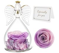 Qinqinxin Festa della Mamma Idee Regalo, Eterna Rosa con Angelo di Vetro Regalo Mamma Nonna, Rosa Stabilizzata Vera, Angelo Custode del Fiore Eterno Regali Festa della Mamma, Originali Regalo Donna