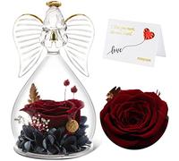 Qinqinxin Festa della Mamma Idee Regalo, Eterna Rosa con Angelo di Vetro Regalo Mamma Nonna, Rosa Stabilizzata Vera, Angelo Custode del Fiore Eterno Regali Festa della Mamma, Originali Regalo Donna