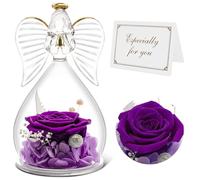 Qinqinxin Festa della Mamma Idee Regalo, Eterna Rosa con Angelo di Vetro Regalo Mamma Nonna, Rosa Stabilizzata Vera, Angelo Custode del Fiore Eterno Regali Festa della Mamma, Originali Regalo Donna