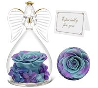 Qinqinxin Festa della Mamma Idee Regalo, Eterna Rosa con Angelo di Vetro Regalo Mamma Nonna, Rosa Stabilizzata Vera, Angelo Custode del Fiore Eterno Regali Festa della Mamma, Originali Regalo Donna