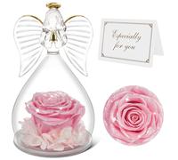 Qinqinxin Festa della Mamma Idee Regalo, Eterna Rosa con Angelo di Vetro Regalo Mamma Nonna, Rosa Stabilizzata Vera, Angelo Custode del Fiore Eterno Regali Festa della Mamma, Originali Regalo Donna