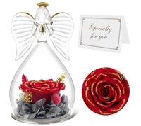 Qinqinxin Festa della Mamma Idee Regalo, Eterna Rosa con Angelo di Vetro Regalo Mamma Nonna, Rosa Stabilizzata Vera, Angelo Custode del Fiore Eterno Regali Festa della Mamma, Originali Regalo Donna