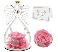 Qinqinxin Festa della Mamma Idee Regalo, Eterna Rosa con Angelo di Vetro Regalo Mamma Nonna, Rosa Stabilizzata Vera, Angelo Custode del Fiore Eterno Regali Festa della Mamma, Originali Regalo Donna