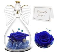 Qinqinxin Festa della Mamma Idee Regalo, Eterna Rosa con Angelo di Vetro Regalo Mamma Nonna, Rosa Stabilizzata Vera, Angelo Custode del Fiore Eterno Regali Festa della Mamma, Originali Regalo Donna