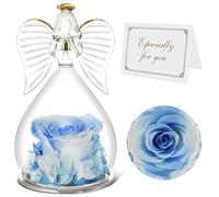 Qinqinxin Festa della Mamma Idee Regalo, Eterna Rosa con Angelo di Vetro Regalo Mamma Nonna, Rosa Stabilizzata Vera, Angelo Custode del Fiore Eterno Regali Festa della Mamma, Originali Regalo Donna