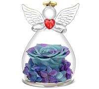 Qinqinxin Rosa Stabilizzata Vera in Angelo di Vetro - Regalo per Mamma e Nonna, Festa della Mamma e Compleanno