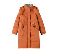 QINQNC Giacca Da Donna Invernale Blauer Giubbotto Donna Long Puffer Jacket For Women 2024 Thickened Winter Coat Hooded With Deep Pockets Ladies Warm Winter Cappottino Donna Invernale Gilet (Orange, M)