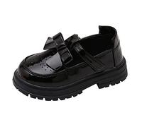 QINQNC Girls School Shoes Size 7 Trainers Girls Scarpe da Ragazza Scarpe Piccole in Pelle Scarpe Singole Scarpe da Ballo per Bambini Scarpe da Performance per Ragazze Girls (Black, 29.5 Little Child)