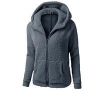 QINQNC Long Quilted Coats For Women Quilted Jacket Women Outwear Sweater Cotton Zipper Hooded Coat Winter Wool Warm Coat Coat Women's Coat Bed Jackets For Women Uk Outwear Jackets (Light Gray, L)