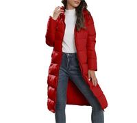 QINQNC Winter Jackets for Women Long Jackets Piumino Ripiegabile da Donna Piumino con Cappuccio Cappotto Invernale Leggero Black Jacket Women Jacket Womens Parka (Red, XXXXL)