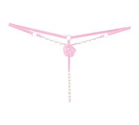 QINQNC Womens Cotton Shorts Ladies High Waist Knickers Slip Sexy da Donna con Nappe in Rete con Perle, Mutandine scavate all'Uncinetto, Perizoma con Lacci e High Waisted Knickers (Pink, One Size)