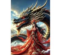 QINRUBB 5D DIY Dragon Diamond Painting Kits,Round Full Drill Chinese Style Diamond Art Painting Kits for Adults Beginners, DIY Painting by Numbers Diamond Art Kits for Home Fashion Decor 30x40cm