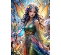 QINRUBB 5D DIY Fata Pittura Diamante, Kit Completo per Ragazza Elfo, Pittura Numerata Dreamland per Adulti Principianti, Arte Diamante per Decorazione Casa 30x40cm